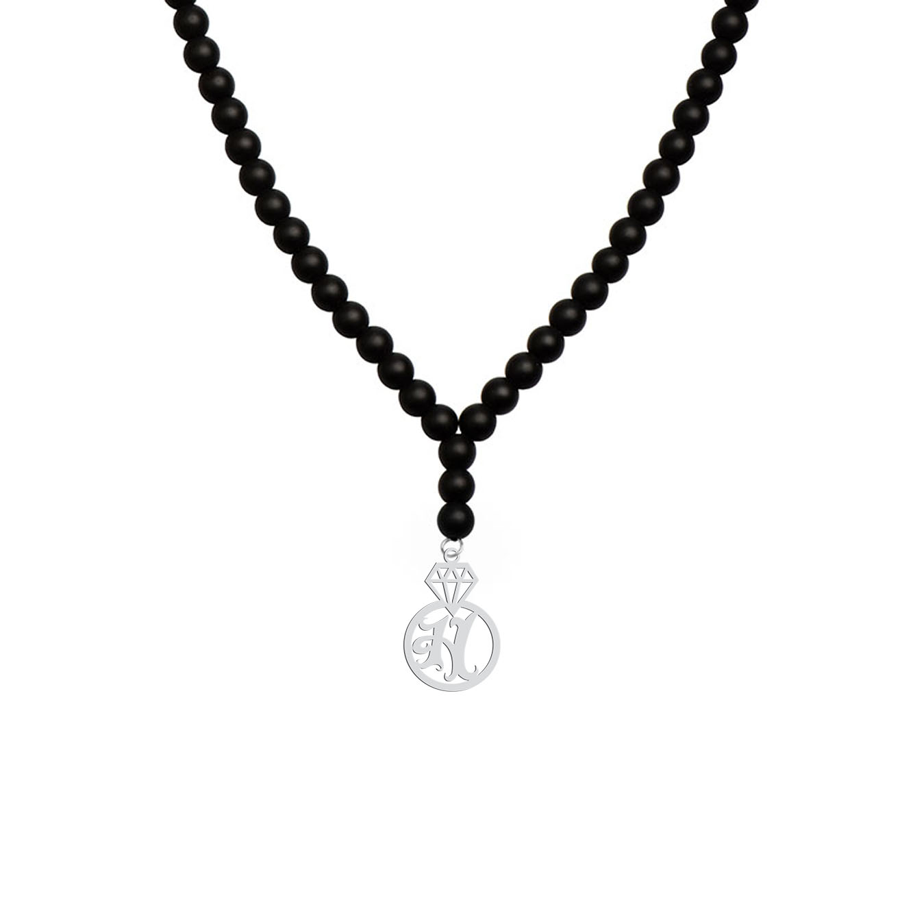 گردنبند نقره زنانه هایکا مدل الماس و حرف H کد n.ha1-842