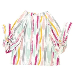 بلوز آستین سه ربع زنانه مدل واشری