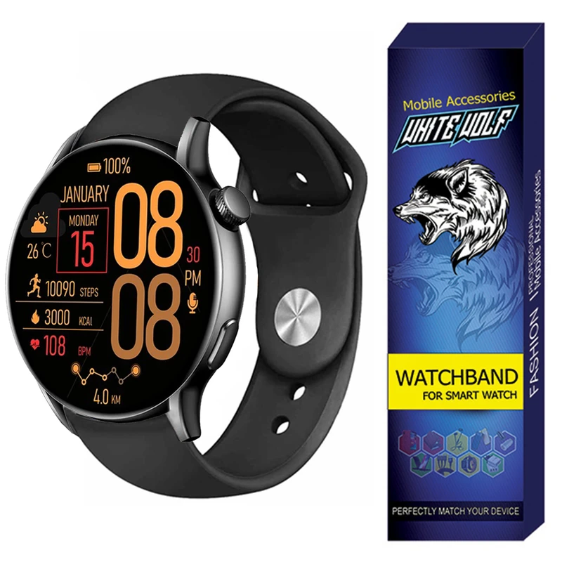 بند وایت ولف مدل WB-SILICONE  مناسب برای ساعت هوشمند گلوریمی M2 MAX  / 22mm