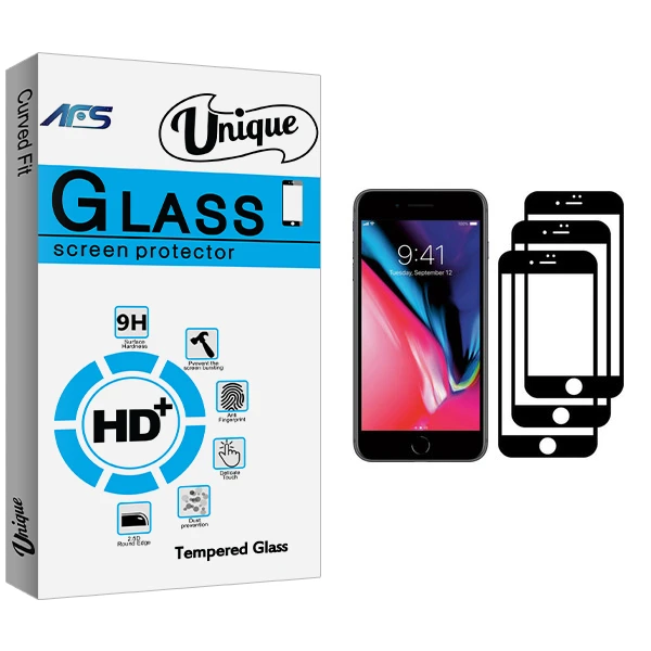 محافظ صفحه نمایش ای اف اس مدل Unique Glass مناسب برای گوشی موبایل اپل iPhone 8 Plus بسته سه عددی
