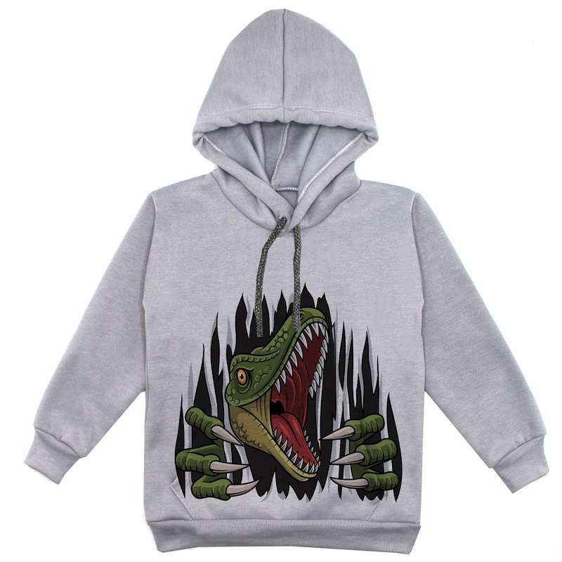 هودی پسرانه مدل دانیاسور F58 رنگ طوسی