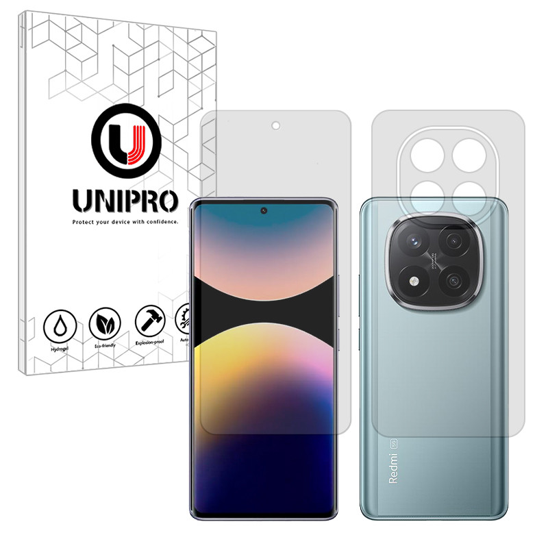 محافظ صفحه نمایش شفاف یونی پرو مدل 4 Star مناسب برای گوشی موبایل شیائومی Redmi Note 14 Pro Plus 5G به همراه محافظ پشت گوشی