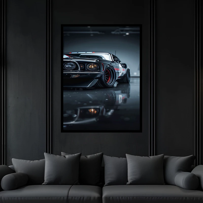 تابلو بکلیت طرح مدرن خودرو و ماشین کلاسیک نوستالژیک مدل B-bu6794 فریم مشکی