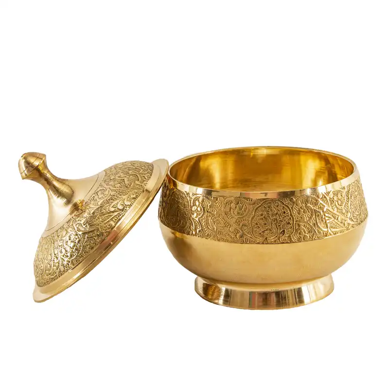 قندان برنزی مدل  نیم پایه طرح طاووس هندی کد 8863