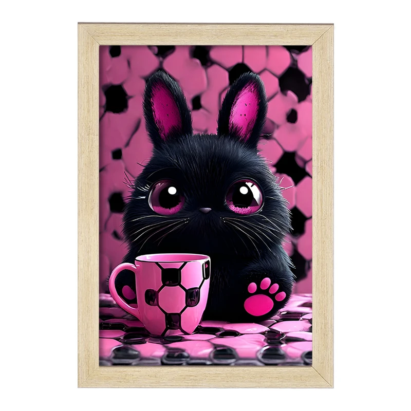 تابلو خندالو مدل خرگوش سیاه بامزه کد F8116