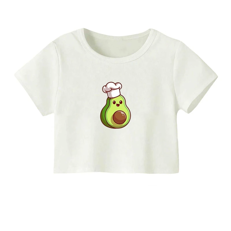 کراپ‌ تی‌شرت آستین کوتاه زنانه مدل آووکادو آشپز