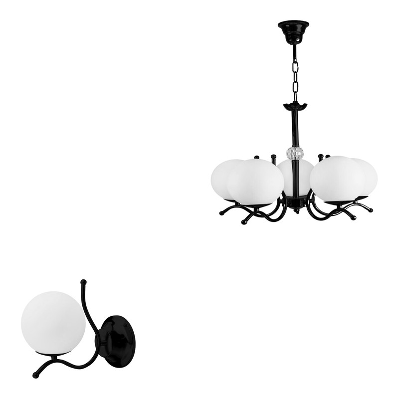 لوستر چشمه نور کد A1242/5+1-BK PRO بسته دو عددی