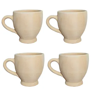 لیوان سفالی مدل قهوه‌ خوری خام کد ۱ بسته ۴ عددی