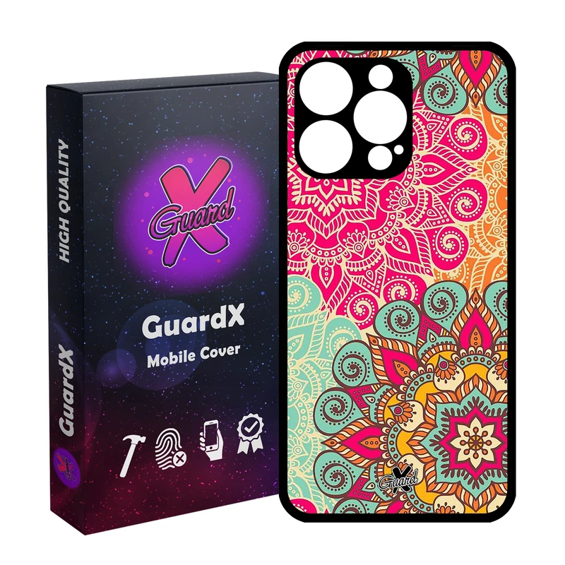 کاور گارد ایکس طرح Mandala مدل قاب Glass10214 مناسب برای گوشی موبایل اپل iPhone 15 Pro Max