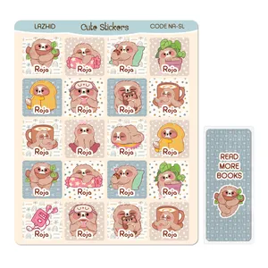 برچسب لاژید مدل اسم روژا طرح تنبل به همراه نشانگر کتاب