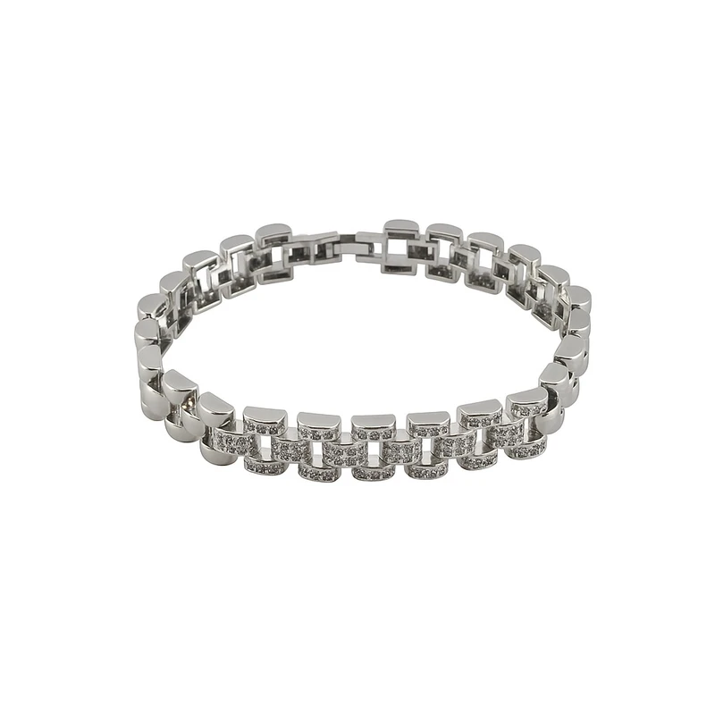 دستبند زنجیری زنانه مدل نگین دار