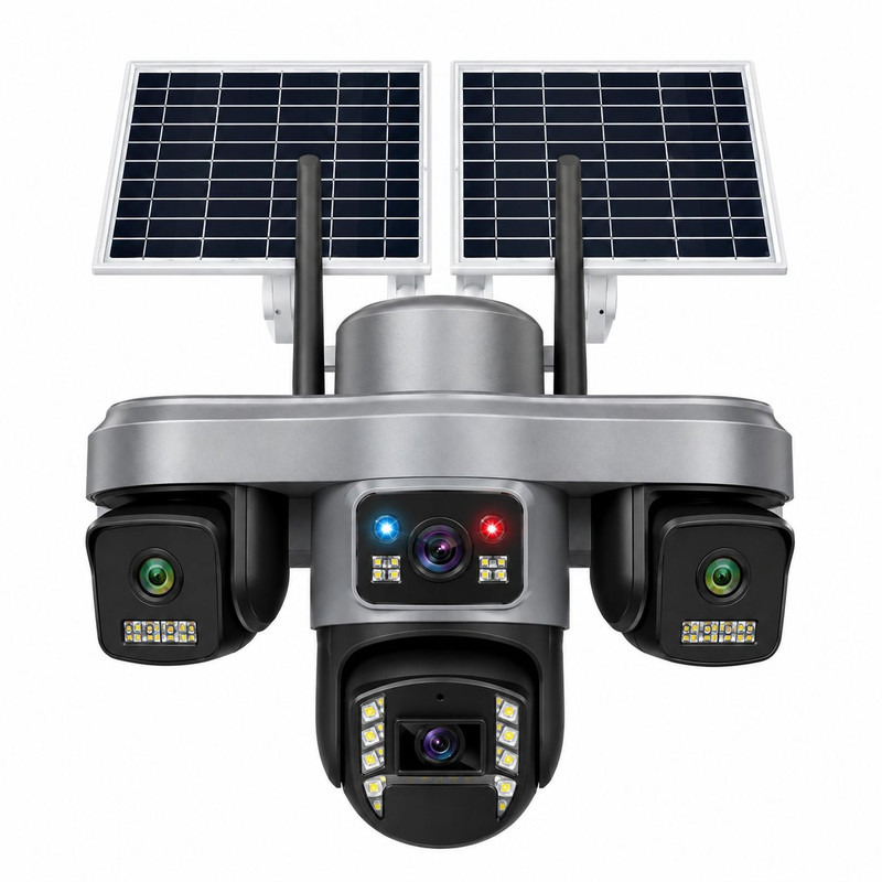دوربین مداربسته تحت شبکه مدل SF4-SOLAR TA4 T4LENSE 16MP، با دو پنل خورشیدی و باتری داخلی
