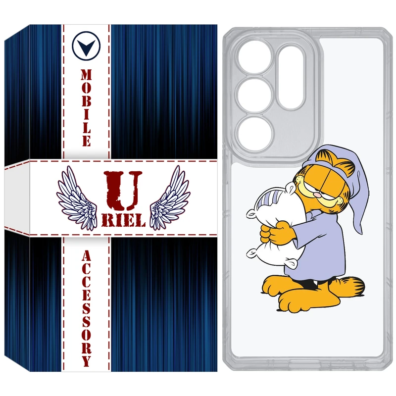 کاور یوریل مدل Clear کد 73 طرح گارفیلد خوابالو مناسب برای گوشی موبایل سامسونگ Galaxy S25 Ultra