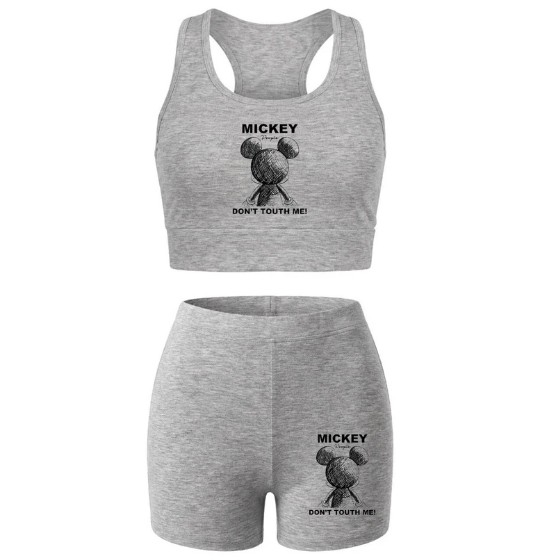 ست نیم تنه و شلوارک راحتی زنانه مدل میکی موس