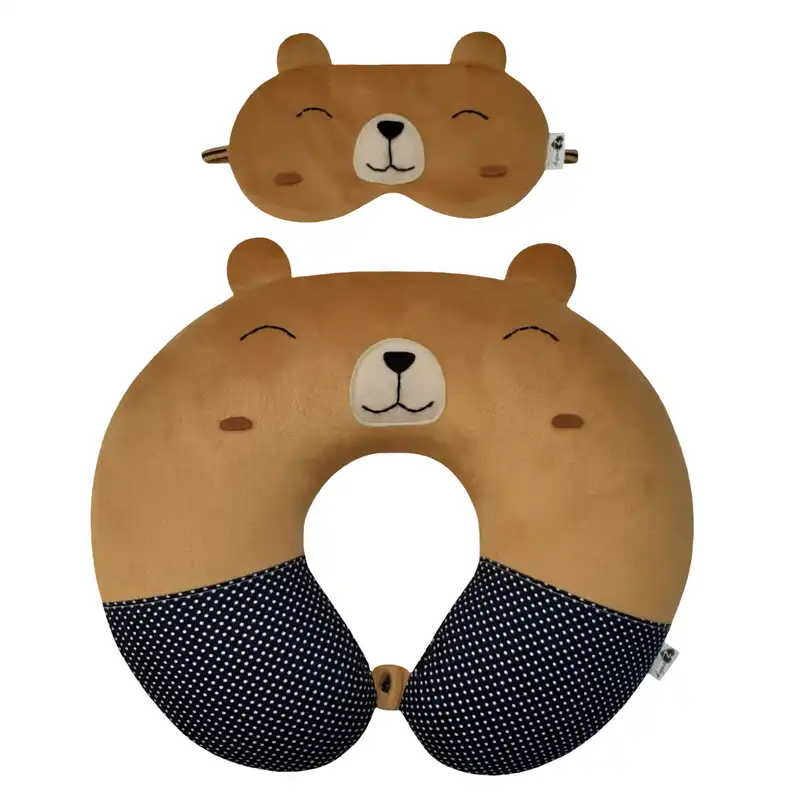 بالش دورگردنی گروه هنری زندگی طرح خرس مهربان به همراه چشم بند