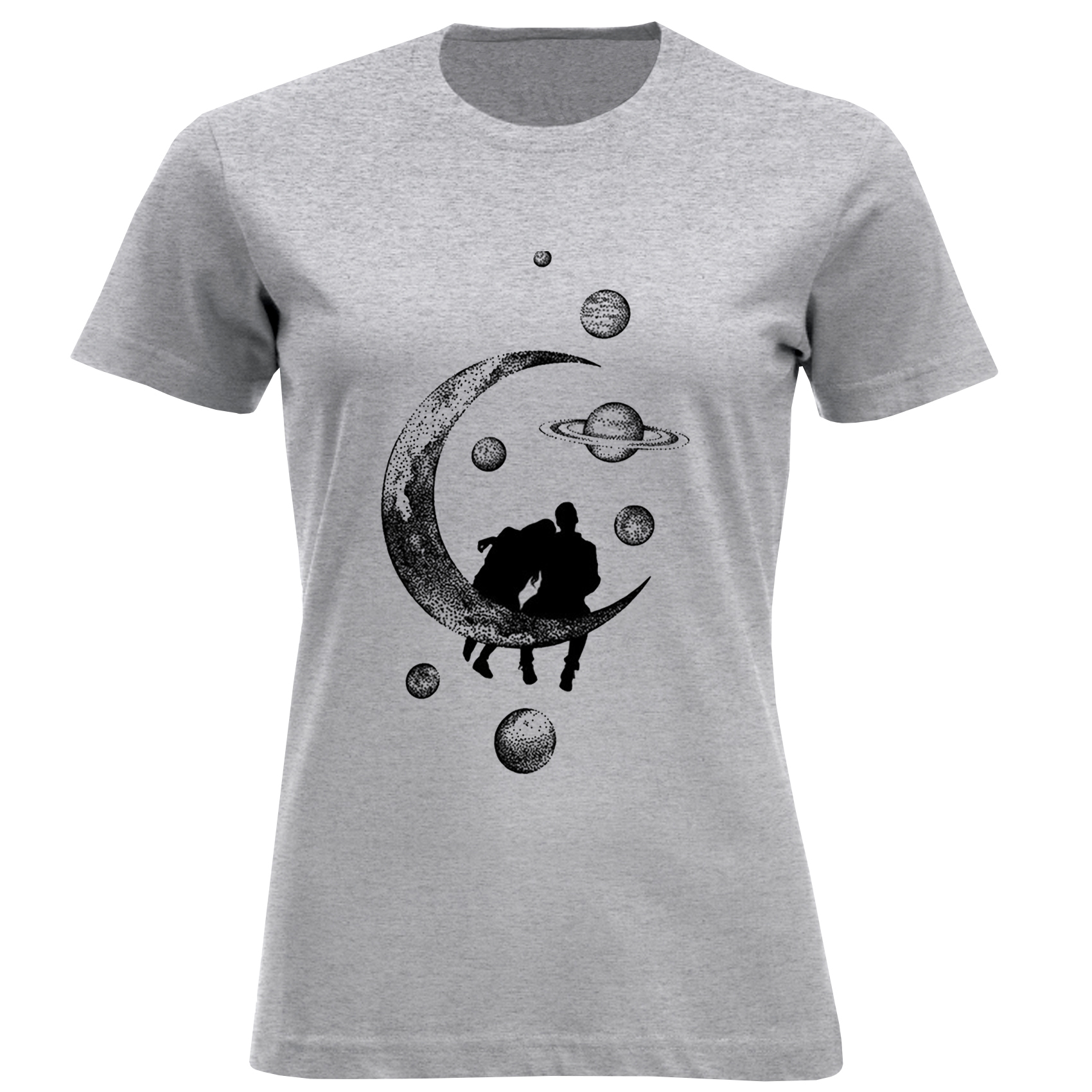 تی شرت آستین کوتاه زنانه مدل ماه و زوج D855