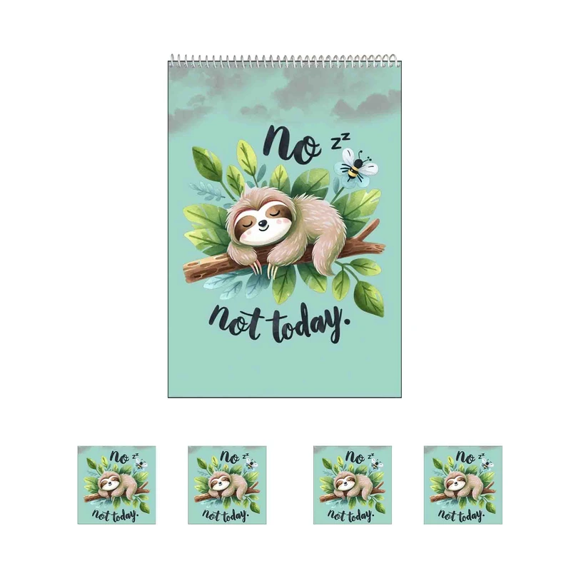 دفتر نقاشی 50 برگ مدل Sloths کیوت کد A1 به همراه برچسب مجموعه 5 عددی