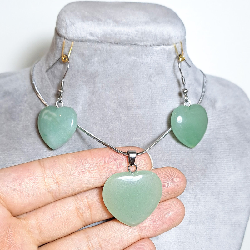 نیم ست زنانه مدل سنگ طرح قلبی سنگ اونتورین