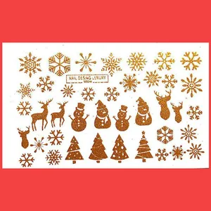 استیکر طراحی ناخن طرح زمستان و آدم برفی مدل M08T