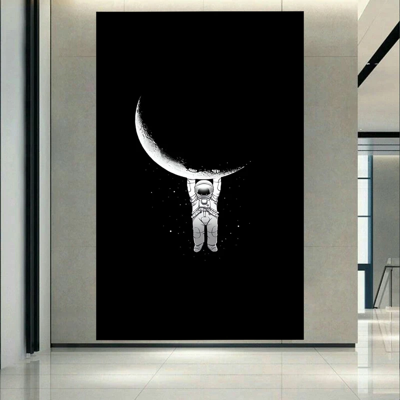 پوستر پارچه ای طرح فضانورد و ماه مدل مینیمال کد AR20010