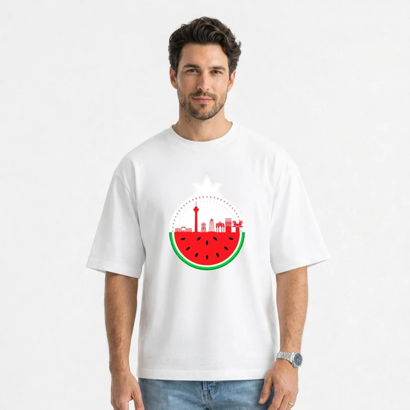 تی شرت آستین کوتاه مردانه مدل هندوانه یلدایی کد v13