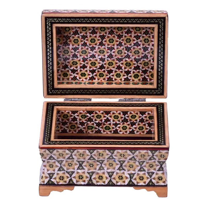 جعبه جواهرات خاتم کاری طرح ستاره ای کد 1108