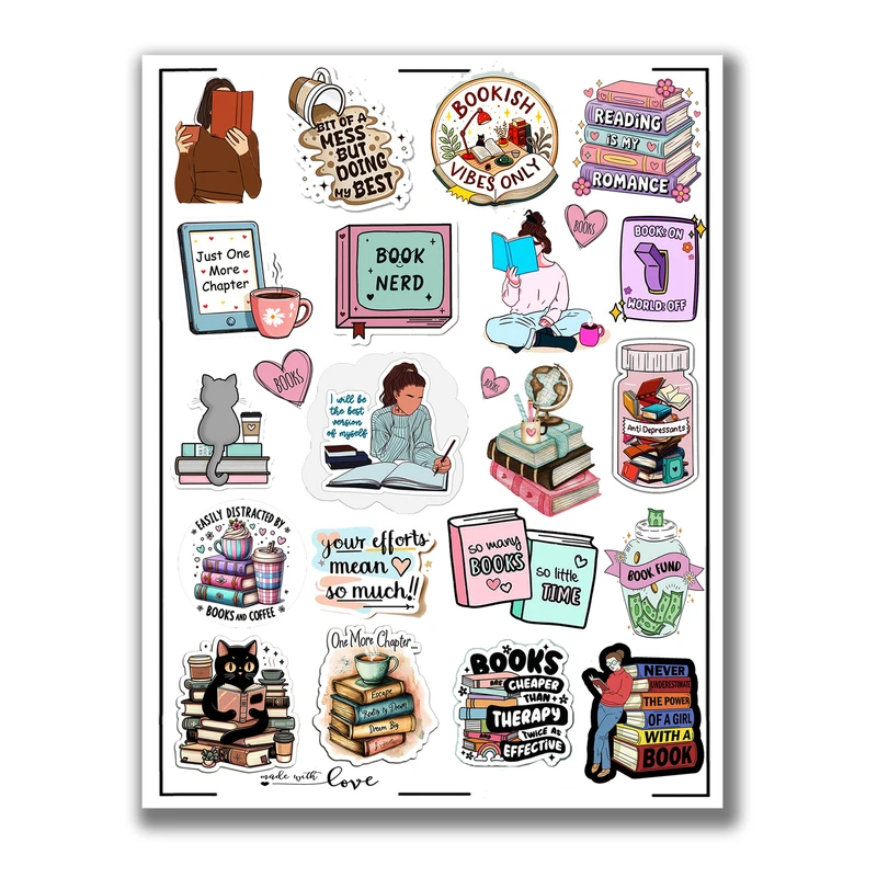 برچسب مدل برش خورده اسکرپ بوک و پلنر طرح  BOOKS LOVERS