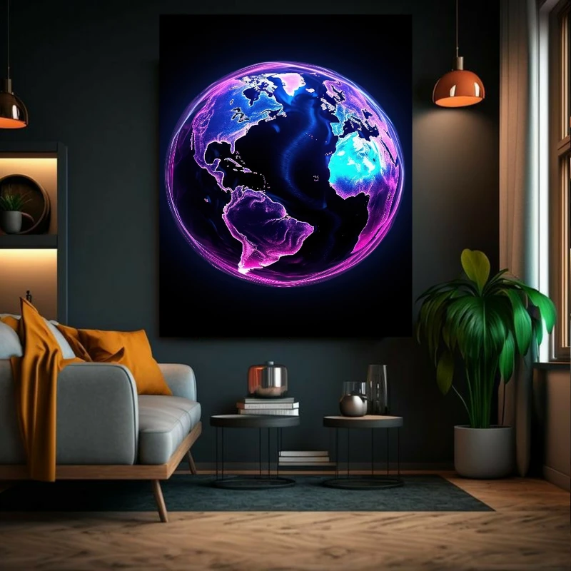  پوستر دیواری طرح نئون مدل سیاره منظومه شمسی کد FP103914