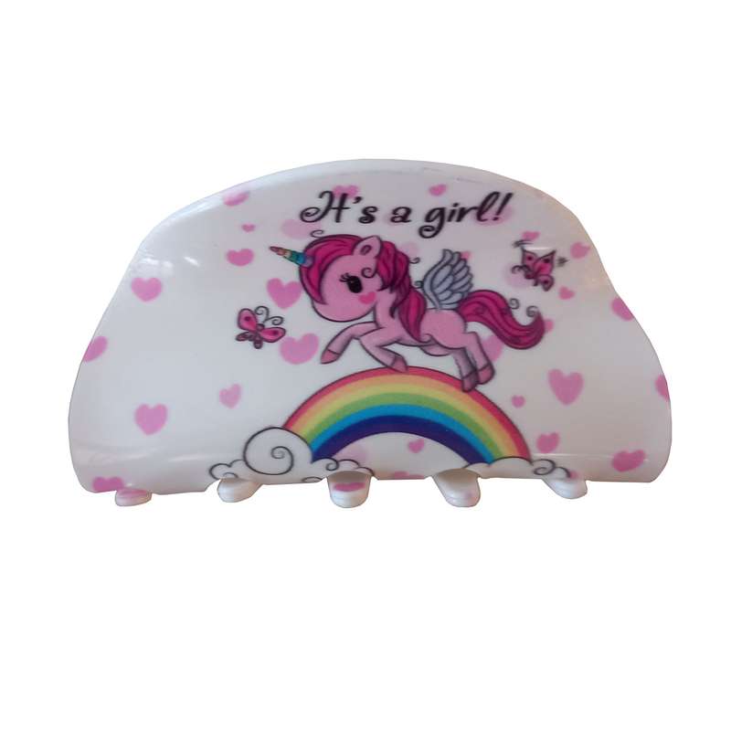 کلیپس مو دخترانه مدل اسب و رنگین کمان کد Talin-rainbow-999 