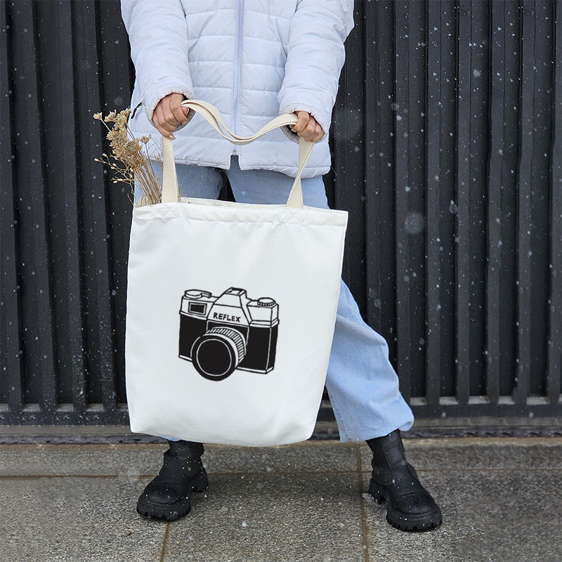 ساک خرید پارچه ای خندالو طرح دوربین عکاسی مدل توت بگ کد 6936