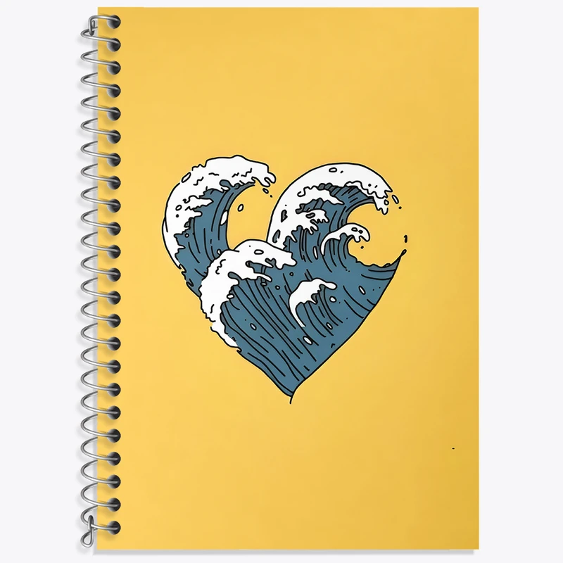 دفتر زبان 50 برگ خندالو مدل سه خط طرح موج عظیم کاناگاوا کد N5133