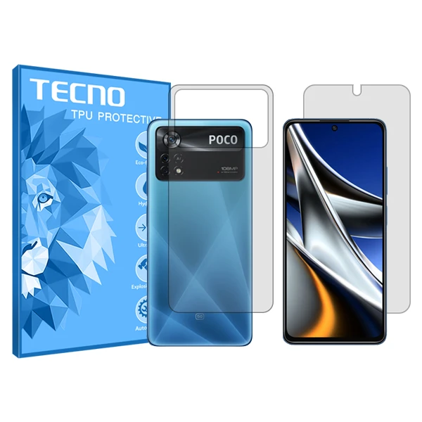 محافظ صفحه نمایش شفاف تکنو مدل HyGEL مناسب برای گوشی موبایل شیائومی Poco X4 Pro 5G به همراه محافظ پشت گوشی