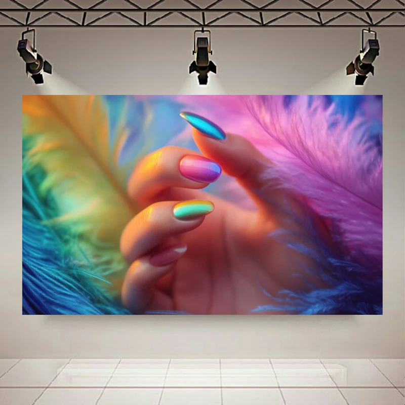 پوستر طرح مخمل لاک دیزاین رنگین کمانی مدل هلوگرافیک کد AR303295