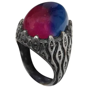 انگشتر نقره مردانه مدل عقیق مفتاح الباب AMB112240