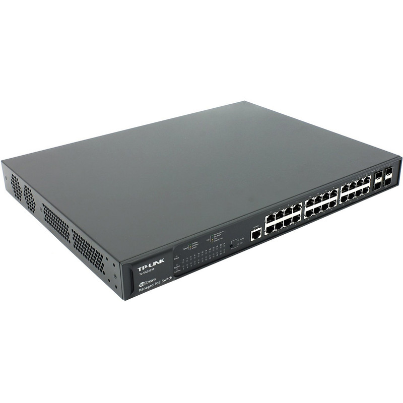 سوییچ مدیریتی گیگابیتی 24 پورت PoE Plus تی پی-لینک به همراه 4 پورت Combo SFP مدل TL-SG3424P
