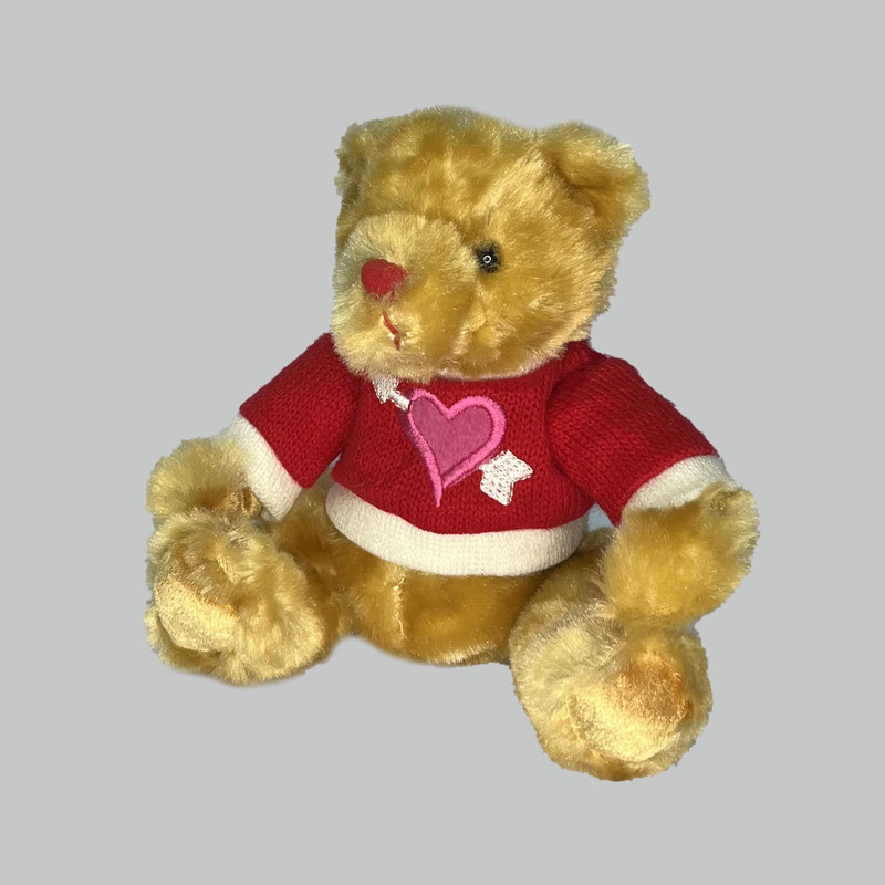 عروسک طرح خرس تدی مدل Teddy Bear Love Dress کد SZ13/1171 ارتفاع 17 سانتی‌متر