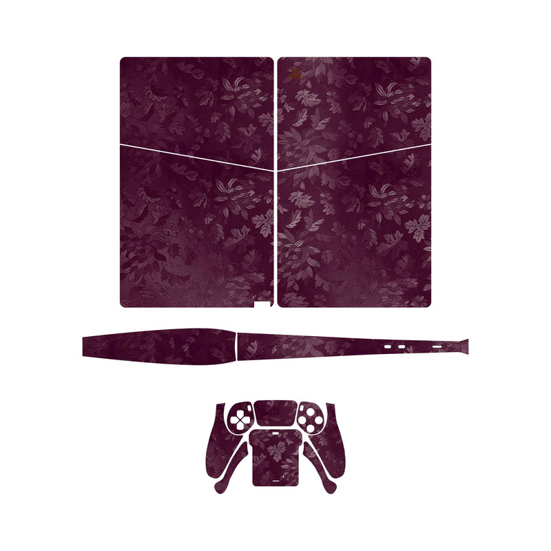 برچسب کنسول و دسته بازی PS5 Slim Digital Edition ماهوت مدل Red Wildflower 