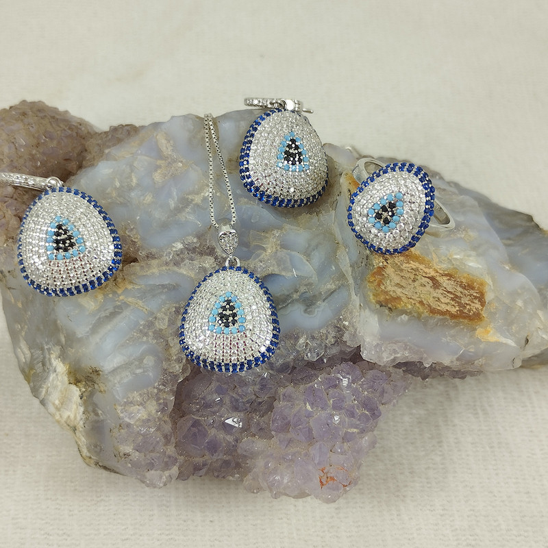 نیم ست نقره زنانه سلین کالا مدل چشم نظر Pc2-17