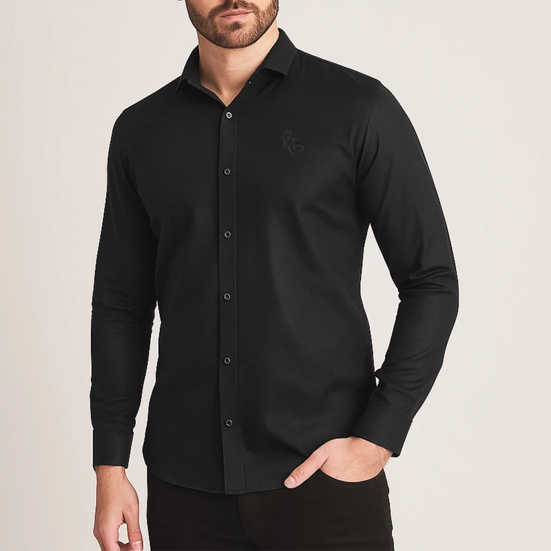 پیراهن آستین بلند یقه برگردان مردانه مدل  لانه زنبوری