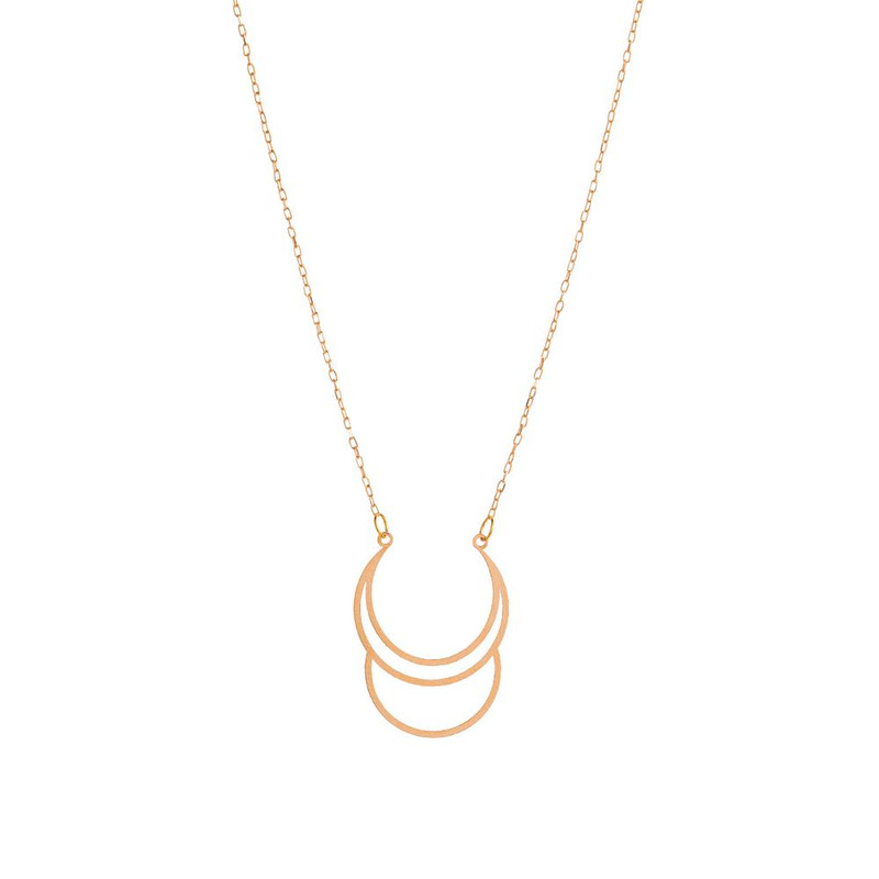 گردنبند طلا 18 عیار زنانه با طرح حلقهای (فلامینگو) گالری قو طلایی مدل ماه