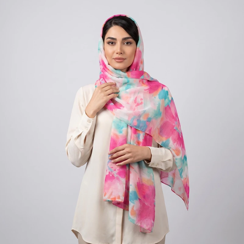 شال زنانه مدل نخی مزونی آبرنگی کد 2530