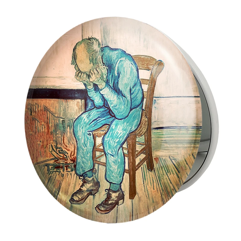 آینه جیبی خندالو طرح نقاشی بر دروازه ابدیت اثر ونسان ونگوگ مدل تاشو کد 25451 