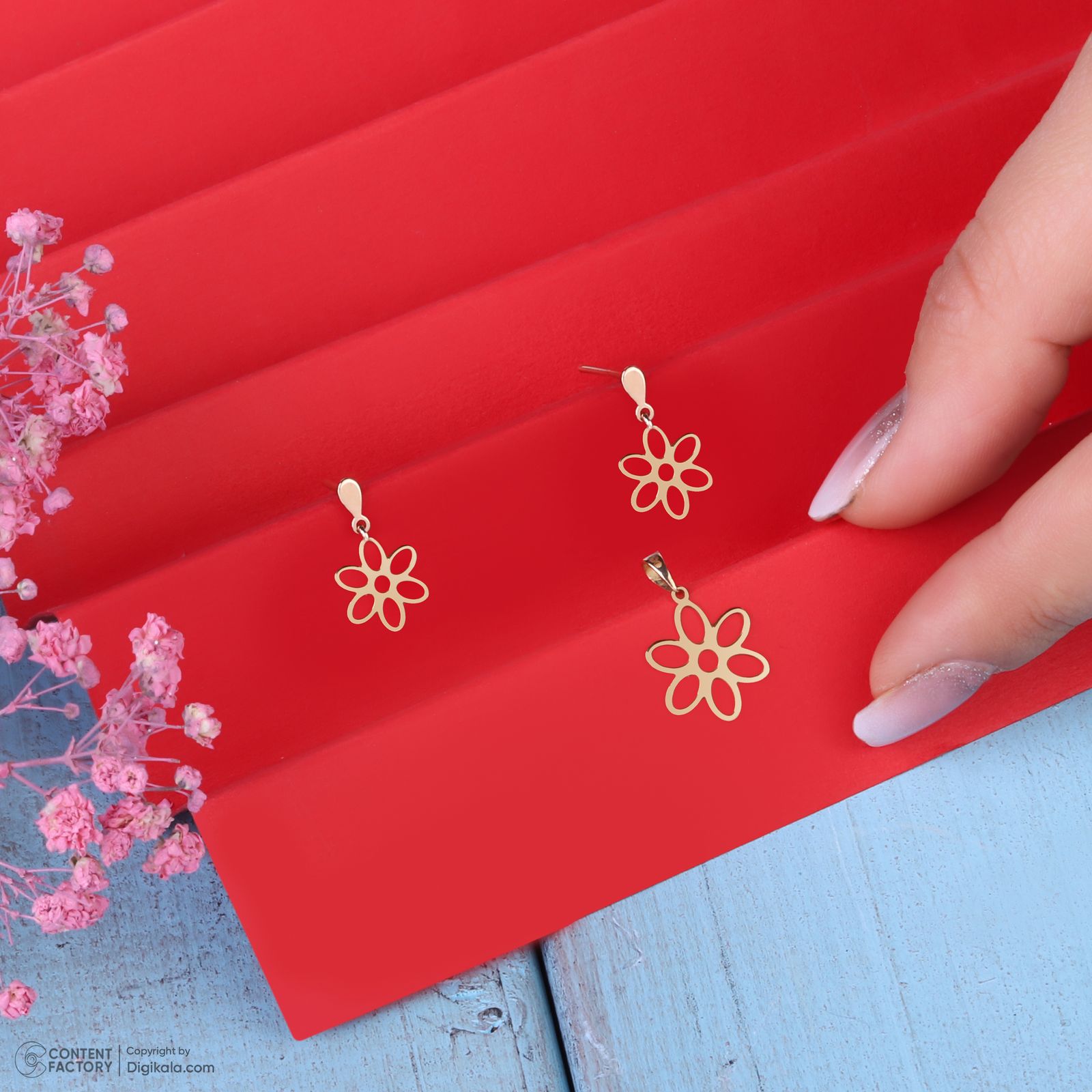 نیم ست طلا 18 عیار زنانه سایا گلد مدل گل ns23 -  - 11