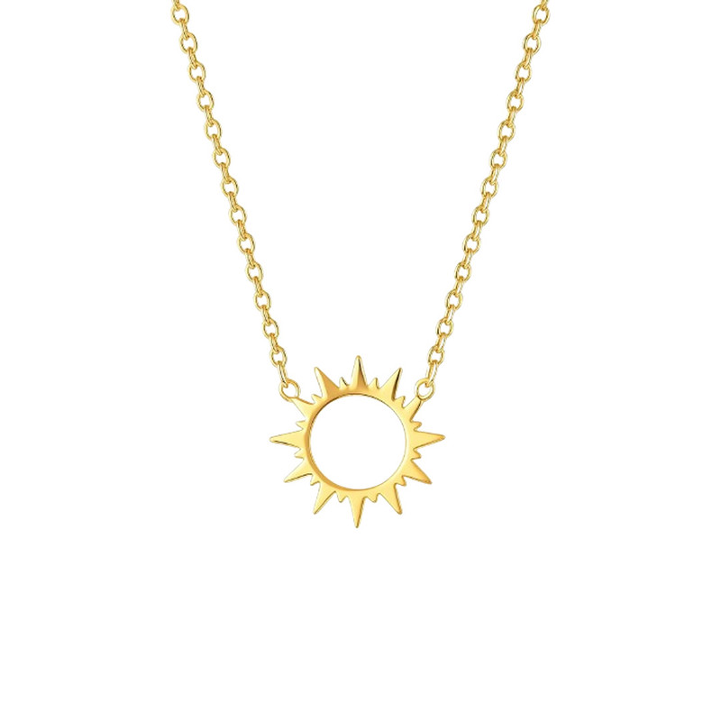 گردنبند طلا 18 عیار زنانه با طرح حلقهای (فلامینگو) گالری قو طلایی مدل خورشید و نور