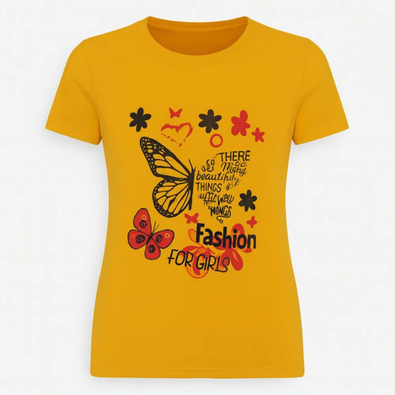 تی‌شرت آستین کوتاه زنانه مدل پروانه