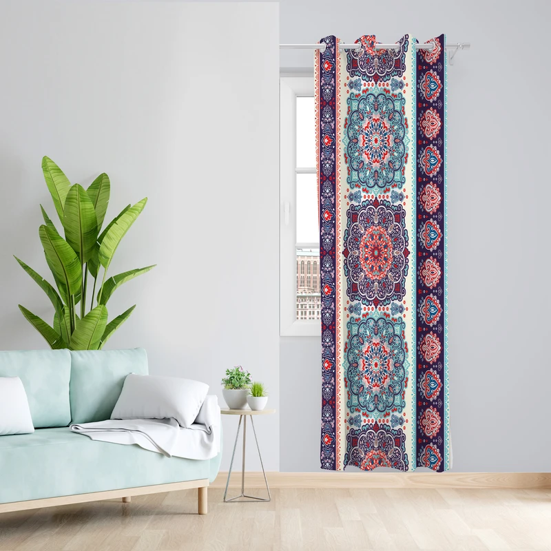 پرده طرح سنتی مدل مخمل پانچی کد  L126R Z سایز 140x200 سانتی متر