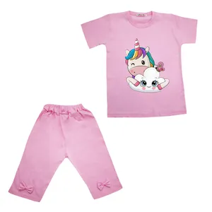 ست تی شرت و شلوارک دخترانه مدل یونیکورن
