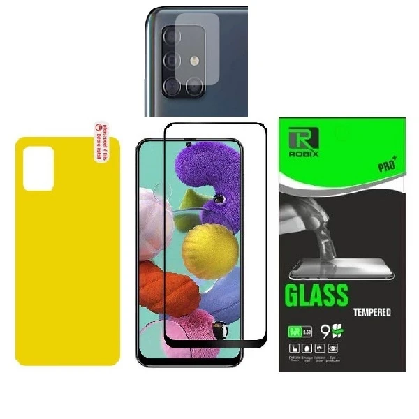 محافظ صفحه نمایش روبیکس مدل FL-A71 مناسب برای گوشی موبایل سامسونگ Galaxy A71 به همراه محافظ پشت گوشی و محافظ لنز دوربین