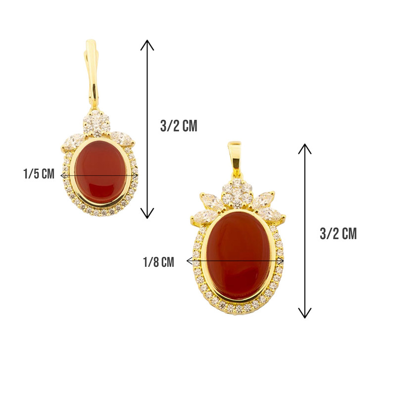 نیم ست طلا 18 عیار زنانه مدل DNCC38-32d طرح عقیق سلطنتی