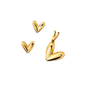 نیم ست طلا 18 عیار زنانه گالری رحمانی مدل قلب سه بعدی